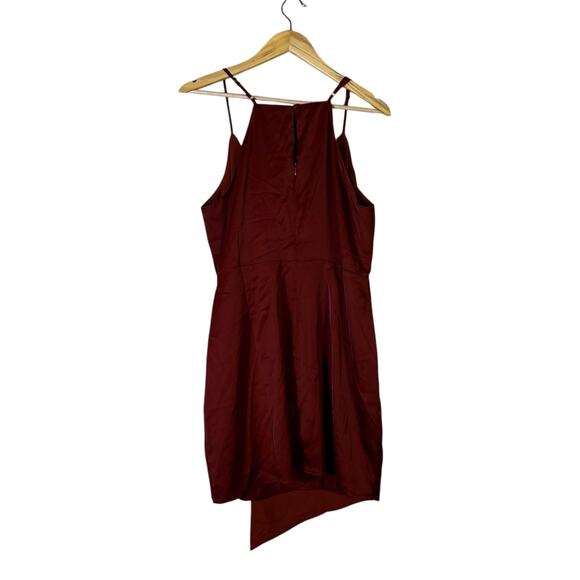 Lulus Satin Wrap Mini Dress Womens XL Rust Asymmetrical Glam Formal Cocktail - Picture 5 of 7